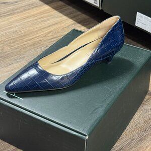 Brand New: Dark Blue Leather Kitten Heels